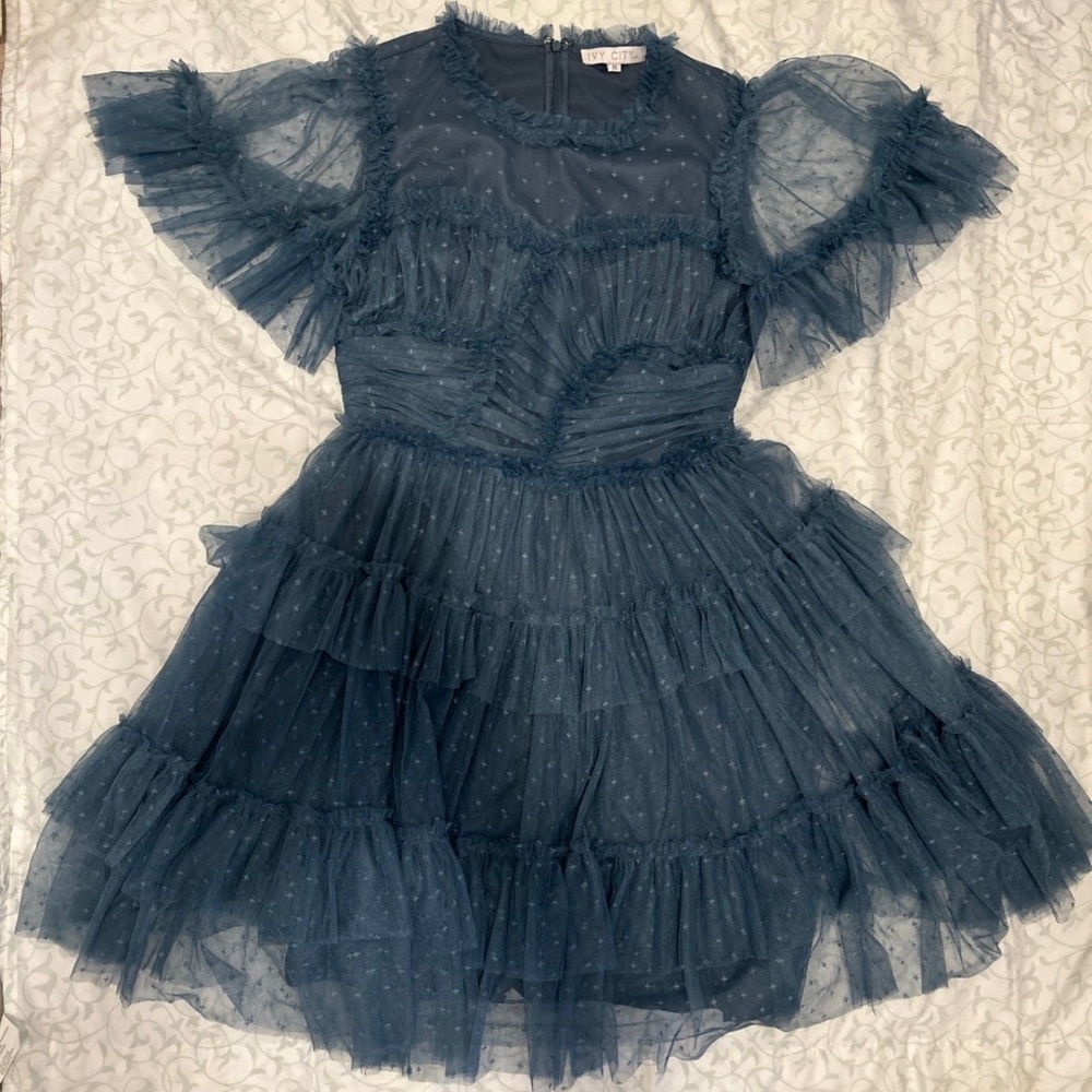 Ivy City Blue Layered Tulle Spring/Summer Dress